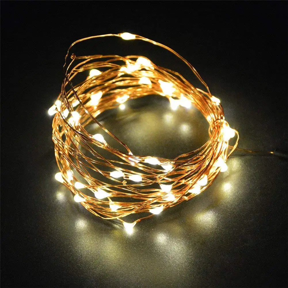 AIMENGTE LED String Lights With USB Interface, LED Fairy Lights Indoor, 50 LEDs/100 LEDs 16.5ft/33ft Copper Wire DIY Decorative Starry Night Lamp For Festival, Bedroom etc. (5M 50LEDs, Warm White)