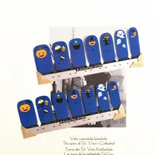 Blue White Halloween pumpkin Nail Arts Nail Sticker Waterproof Nail Decal Sticker Gel Polish French Manicure