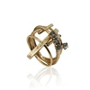 Fashion custom jewelry rhinestone antique brass diamond latest ring set