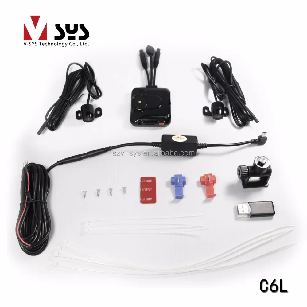 Vsys official Cheapest C6L Economic Separate dual lens motorcycle bike camera DVR support GPS and wired controller