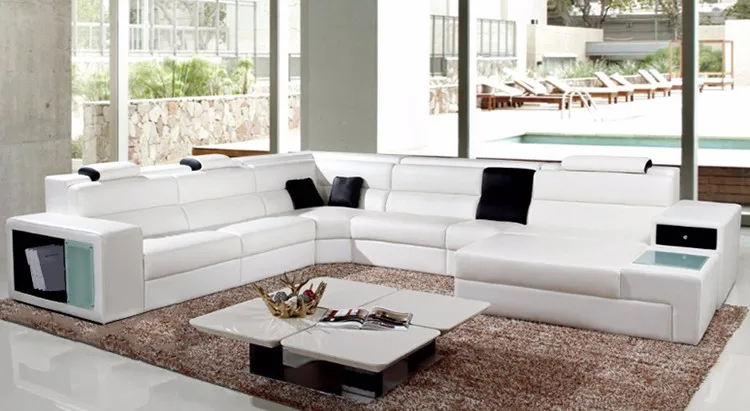 Modern Design Living Room Leather Sofa Furniture L Shaped Sofa Sets ...