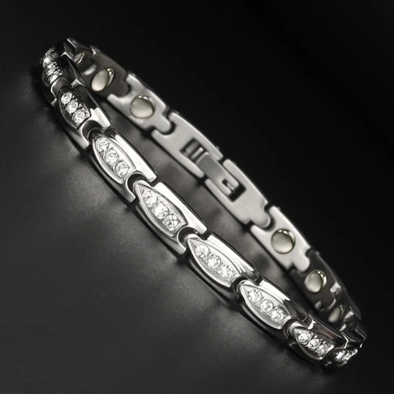 Inox Sparkle Rhinestone Permanent Bracelet 316l Stainless Steel Jewelry