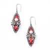 ed01647c Designed Filigree Crystal Pearl Spider On Red Ruby Pendant Earrings For Women
