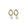 Luxury Hot Sale Zinc Alloy Pearl Dangle Earrings Arete Handmade Metal Triangle Ear Stud Imitation Pearl Pendant Drop Earrings