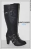 Black Spiking Over Knee Boots Ladies fashion boots with Buckles ,Women's Boots 2014