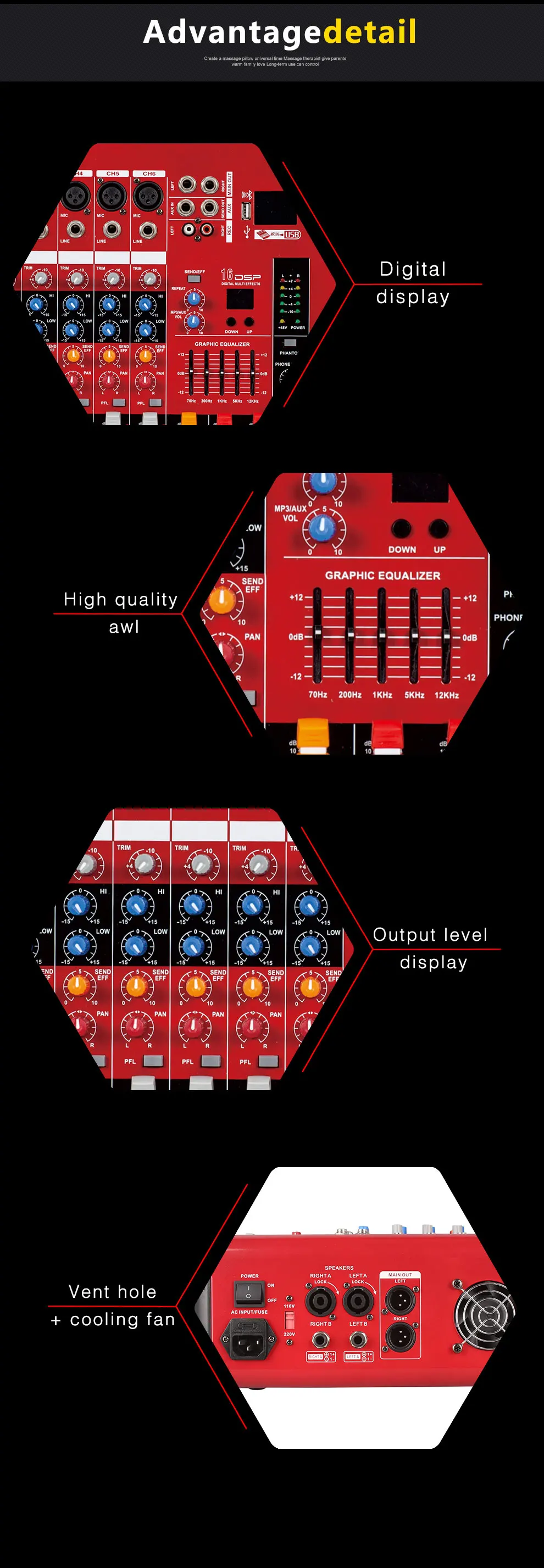 Good price high quality audio mixer 6 channel usb interface controller effect sound mixer dj power mixer amplifier