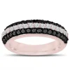 Custom 925 Sterling Silver Custom Wedding Band Ring 14k Rose Gold Half Micro Pave Cubic Zirconia 3 Rows Unique Eternity Band