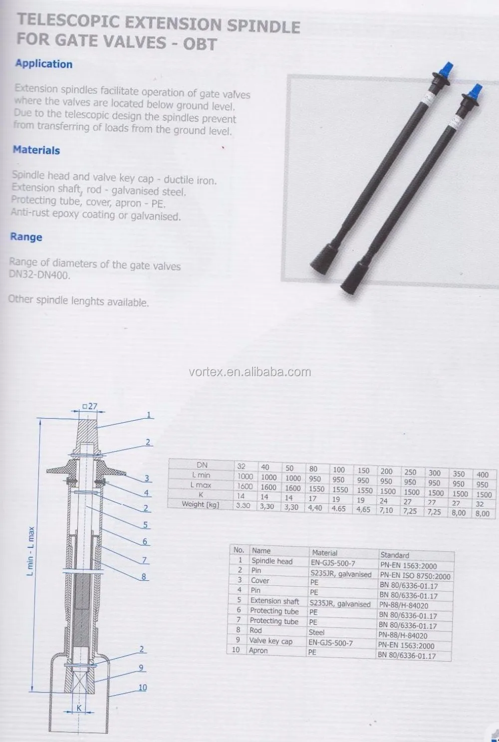 Telescopic Extension Spindle, View Extension Spindle, Vortex Product