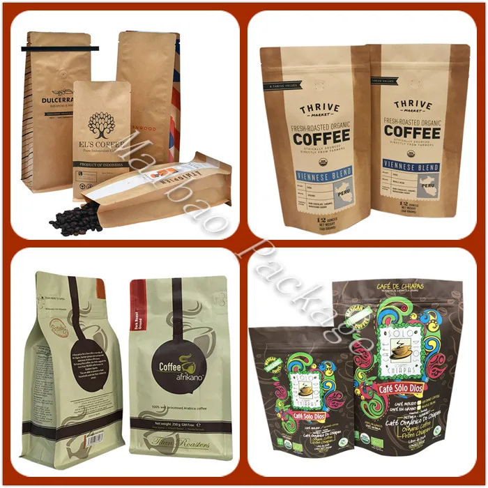 Kraft Paper Tin Tie Coffee Bag With Valve