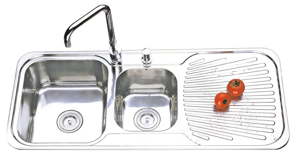 2017 Sri Lanka Stainless Steel Double Bowl Kitchen Sink With Drainboard Buy Double Bowl