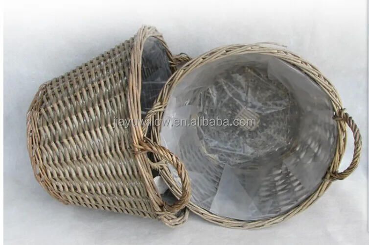 100handmade Wicker Plastic Lined Plant Basket Wicker Plant Pot Flower