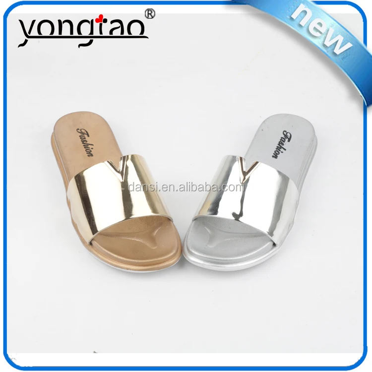 2016 fashion mirror effect beautiful girl pu soft slipper