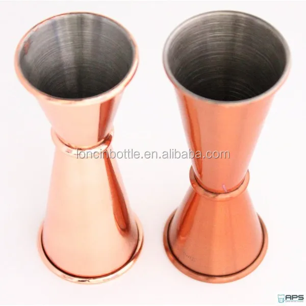 Japanese Style Jigger 25ml with 50ml copper shot glass,Stainless Steel