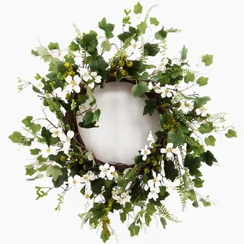 24 Artificial Dogwood Wreath Spring Summer Outdoor Garden Artificial Dogwood Wreath Spring Summer