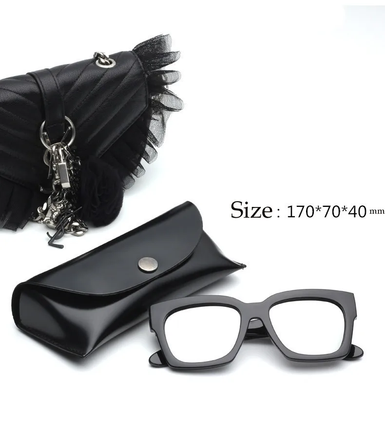 Fashion Pu Leather Black Big Sunglasses Cases Unisex Eyewear Box