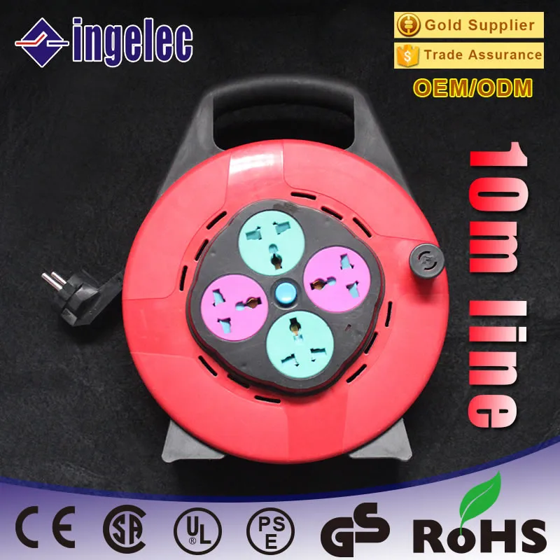 10m Wire Auto Rollup Power Cord Industrial Uk Plug Extension Cable Reel With Multifunction