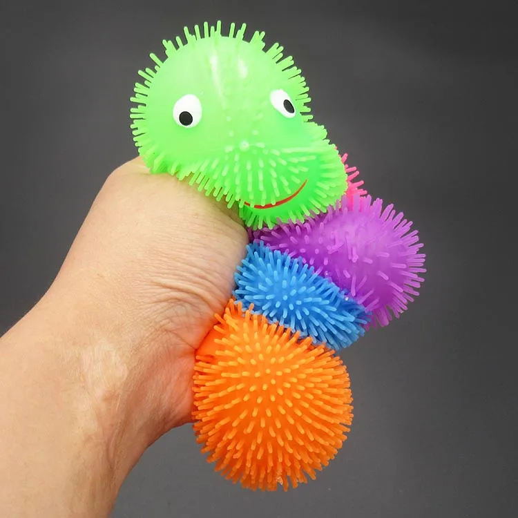 11806165 Cute Led Light Up Stress Colorful Spiky Stress Worm Puffer