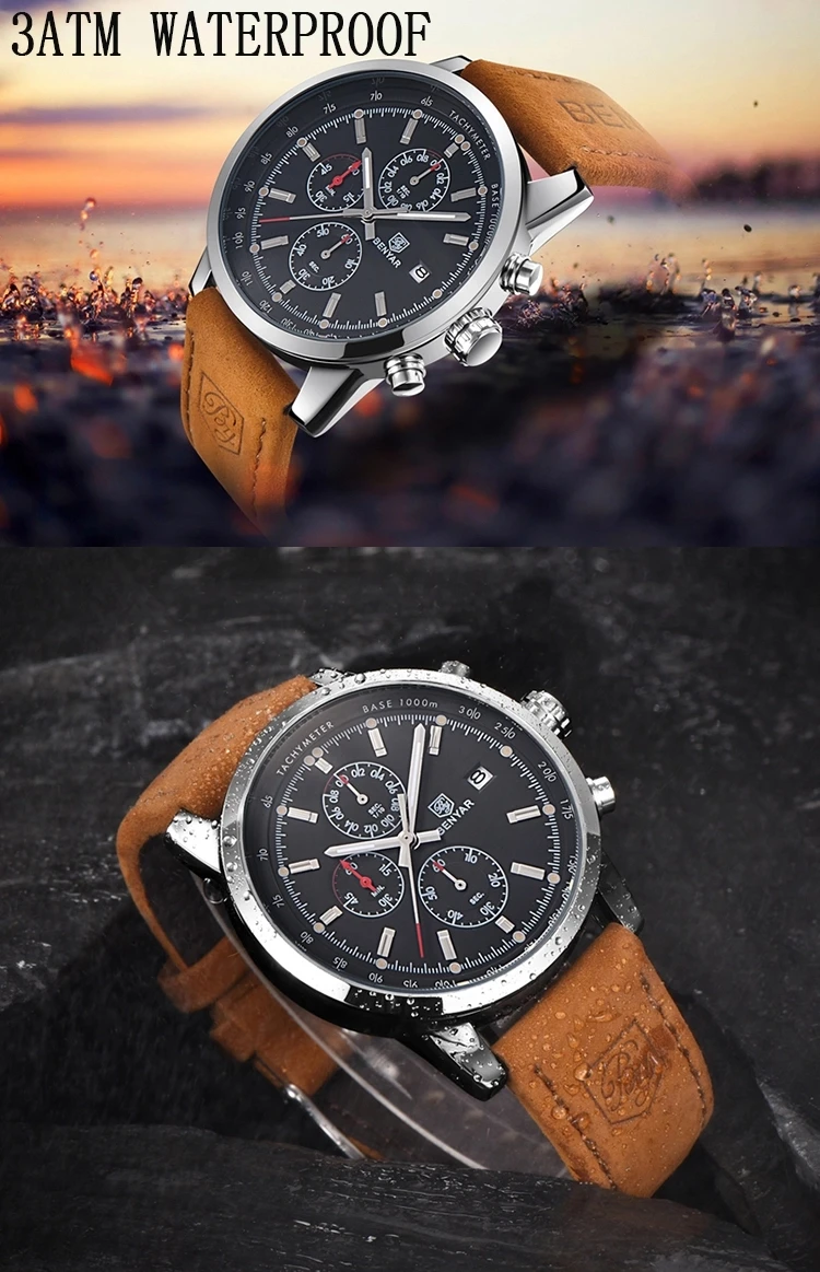 Men Luxury Brand Quartz Watch Fashion  Reloj Hombre Male Hour Relogio Masculino Amadeus Watch Mens Benyar Watch