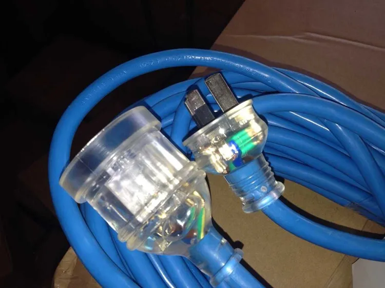 15a 240v Heavy Duty Australia Transparent Extension Leads With Neon