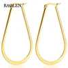 30mm 40mm 50mm Stainless Steel Elliptical Round Flat Ear Loop Line Earring Female Nightclub Exaggerated Earrings