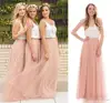 Boho Bridesmaid Dress Simple Bridesmaids Separates Silk Classic Cami Top and Waterfall Floor Length Tulle Skirt Any Size