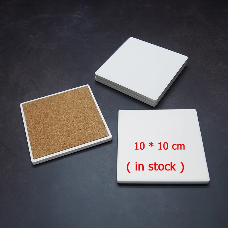 Blank Ceramic Coasters White Square 4 Inch Absorbent Sandstone Coaster