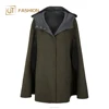New hot selling products jtfur army green loose cape cloak womens wholesale sleeveless double face hooded wool shawl