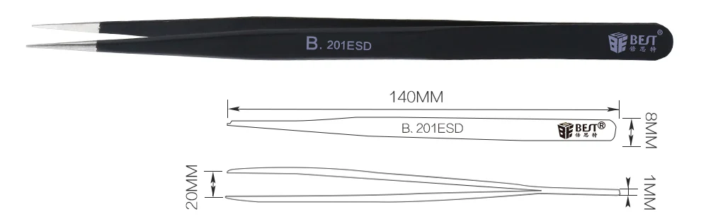 Anti-static ESD Stainless Steel Tweezers repair Maintenance Tools Industrial Precision Curved Straight Tweezers