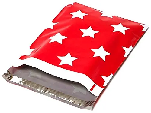Poly Mailers Red Stars Designer Mailers Shipping Envelopes Red Boutique Custom Bags #SmileMail (100 10x13)