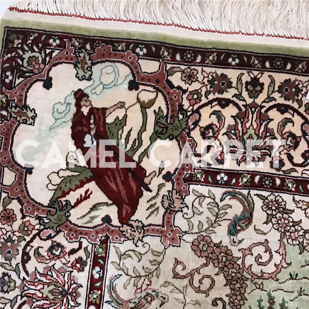 Small Square Carpet 500 Lines Real Silk 2x2ft Handmade Afghan Rugs