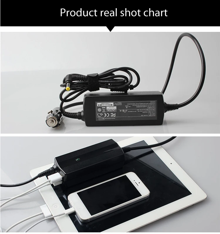 Universal 40w 20v 2a Car Charger Dc Laptop Adapter 2 Usb Port Portable Car Charger For Laptop