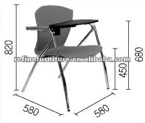 chair with writing pad dimensions