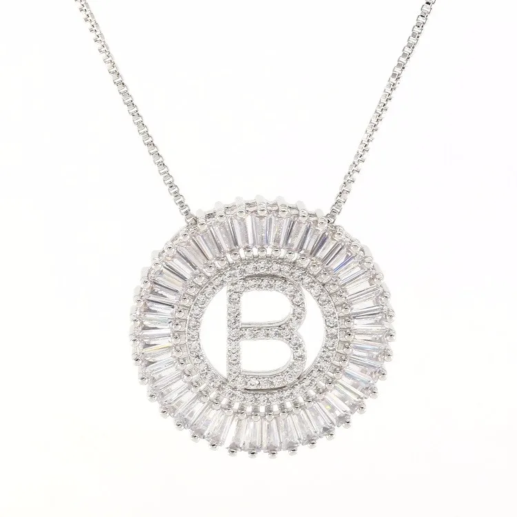 Fashion Hot Sale Alphabet Pendant Letter B Necklace Silver Plated
