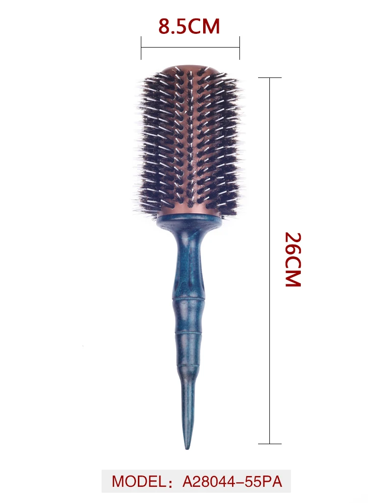 EUREKA A28044-55PA-BL Professional Aluminum Tube With Boar Bristle And Nylon Pins Hair Brush Salon Round Hair Brush