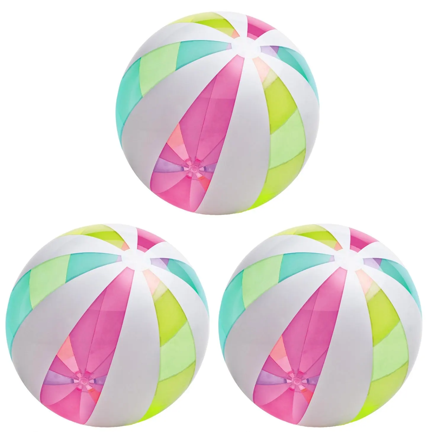 Intex Giant Classic Inflatable Glossy Panel Colorful Beach Ball (3-Pack)