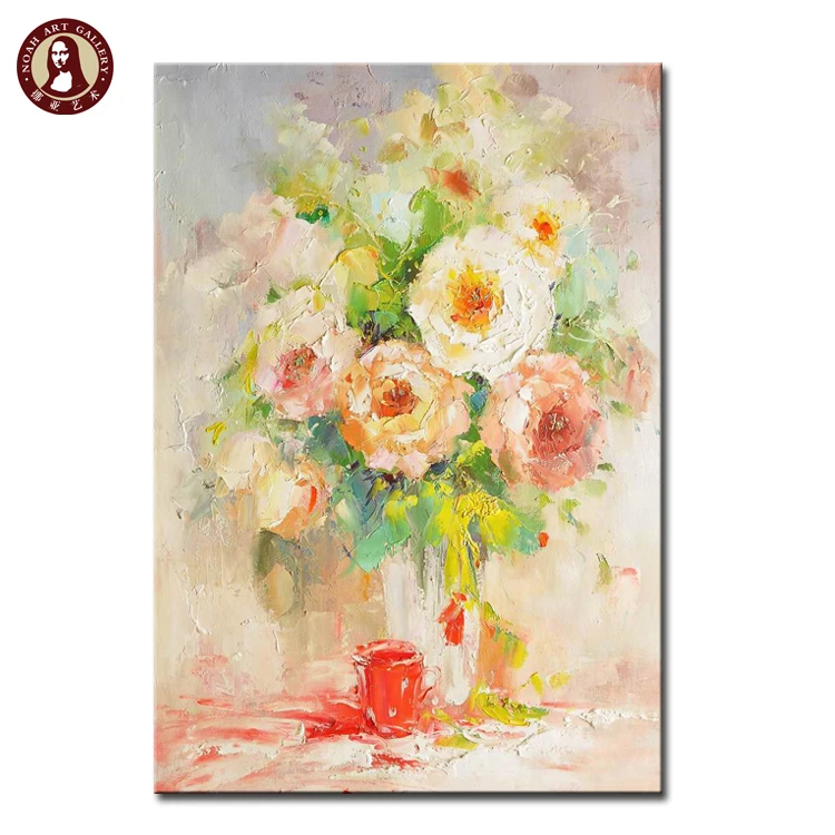 有名なピンクのバラの花の油絵 Buy 有名なピンクローズの花の油絵 キャンバスの花の油絵 現代の花の油絵 Product On Alibaba Com