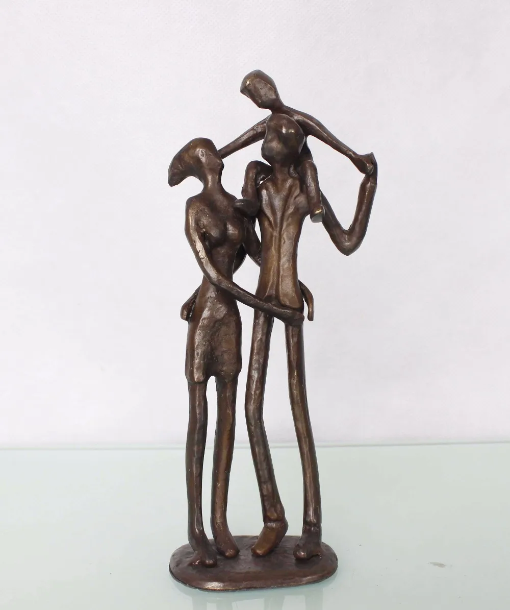 Decoración del hogar humanos estatua de bronce familia feliz abstracto