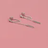 Stock S925 Sterling Silver tassel ear line A rectangular ring retro tassel Earrings for women accessories