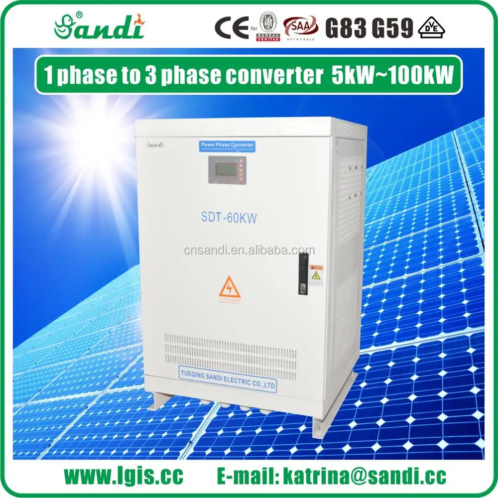 60kW Digital Phase Converter 220VAC single phase to 380VAC three phase voltage converter 3 phase AC motor inverter