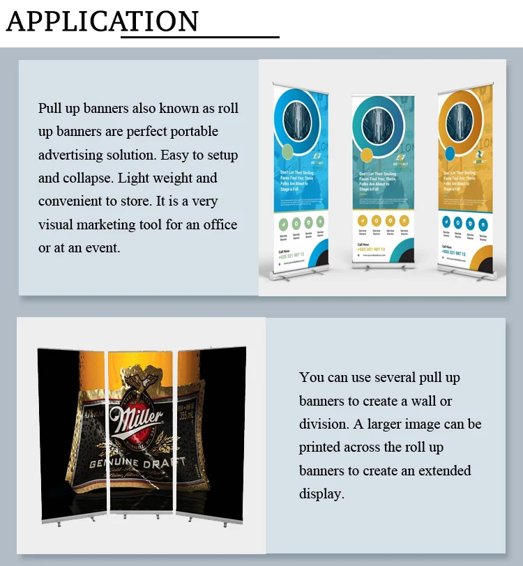 Portable Retractable Roll Up Banner Stand For Advertisement