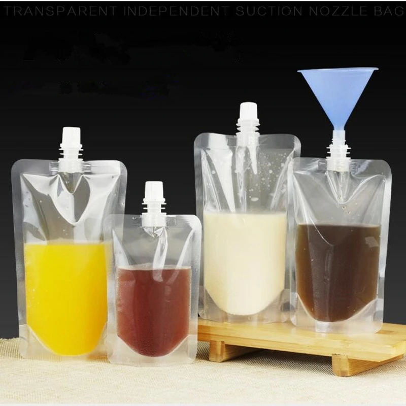 Self-suction Nozzle Bag Drink Liquid Transparent Sealed Squeeze Pouch ...