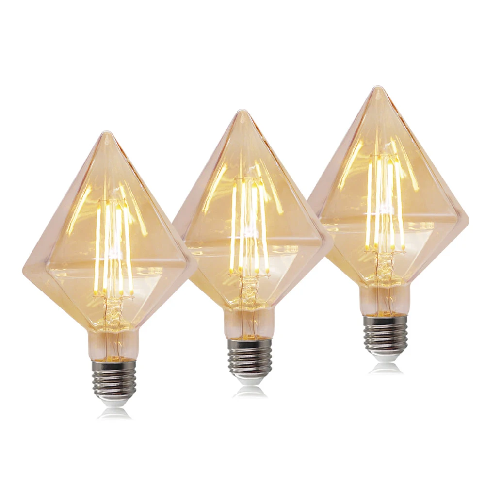 Diamond shape D95 D110 warm light vintage edison e27 led filament bulb