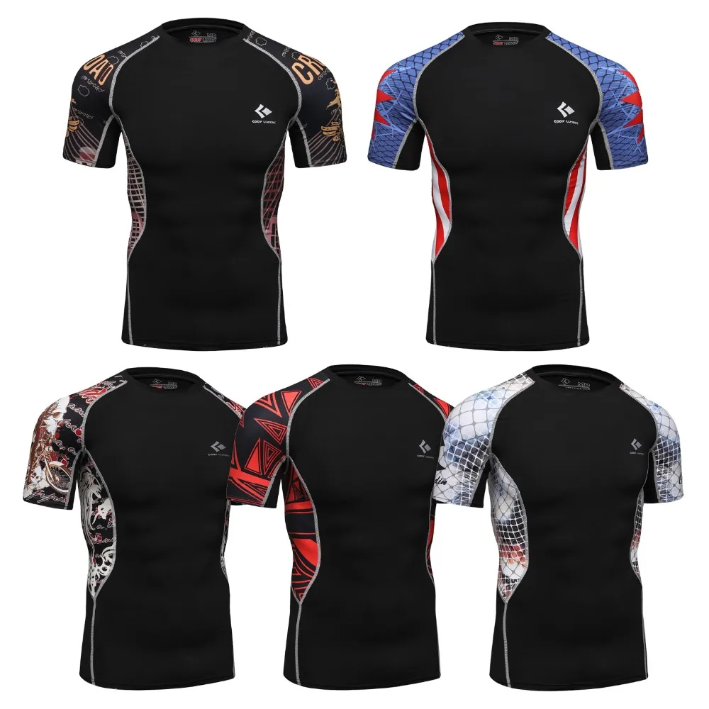 Custom Printed Bjj Rash Guards Full Body Sublimation Men Short Sleeve