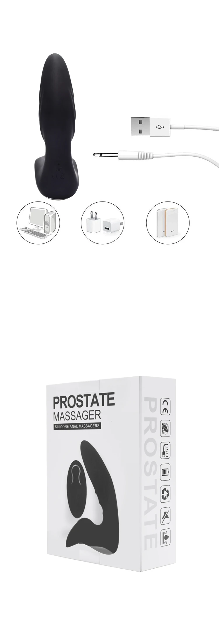 Remote control Silicone Prostate Massage Anal sex toy for man and women