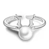 925 silver fashion and temperament pearl deer elk shaped opening ring women