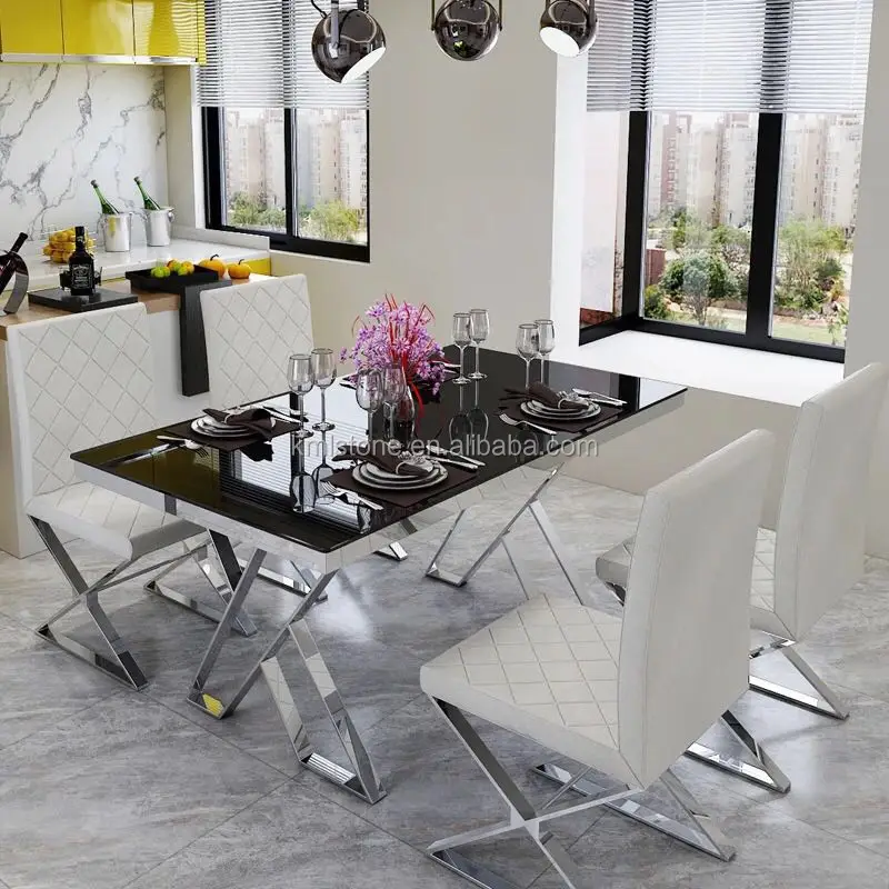 Upholstered stainless steel legs dining chair