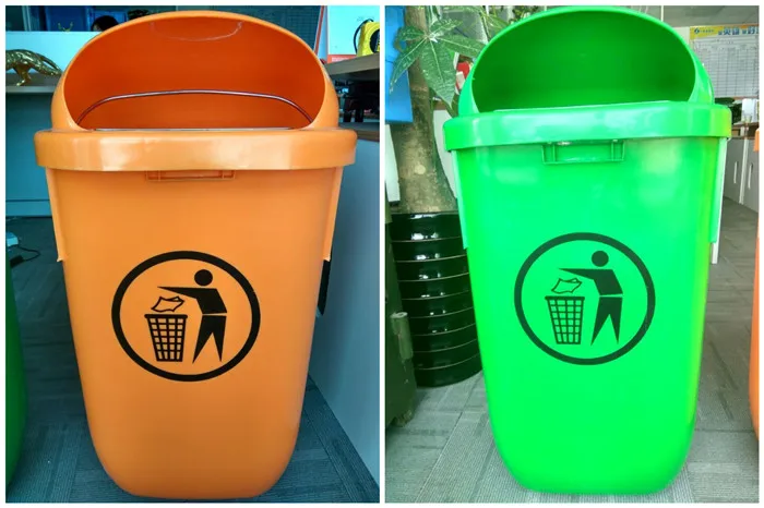 50 liter HDPE small size recycle twin plastic dustbin outdoor