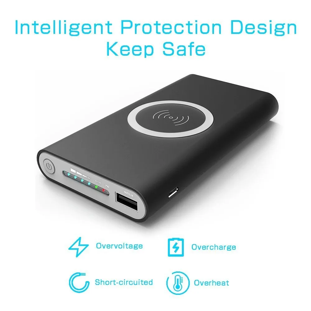 Slim Ce Rohs Wireless Charging Power Bank Battery Mini Portable Mobile
