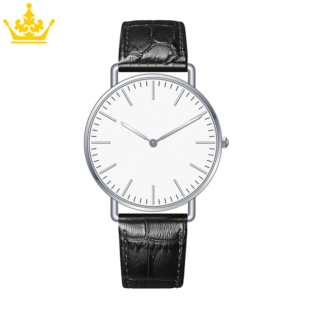 water resistant genuine leather minimalist quartz men classic