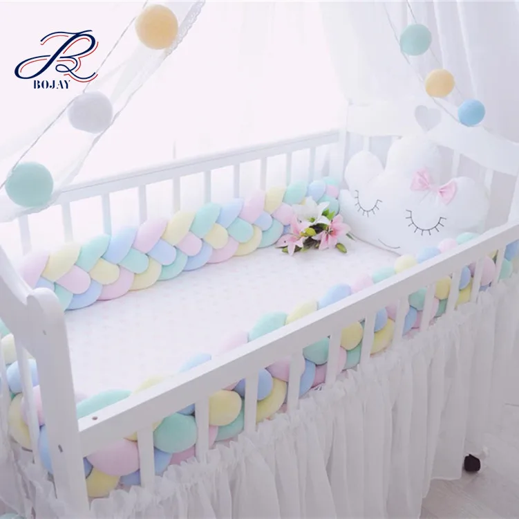 Color : Style 100, Size : 59.1 Inches Bumper Pillow 3 Shares Super High,Baby Bed Bumper Cushion Plush Knot Pillow Babys Room Decoration 